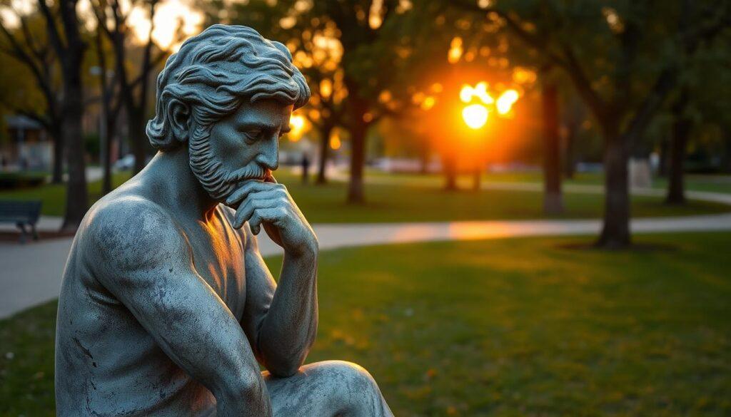 a statue in deep thought