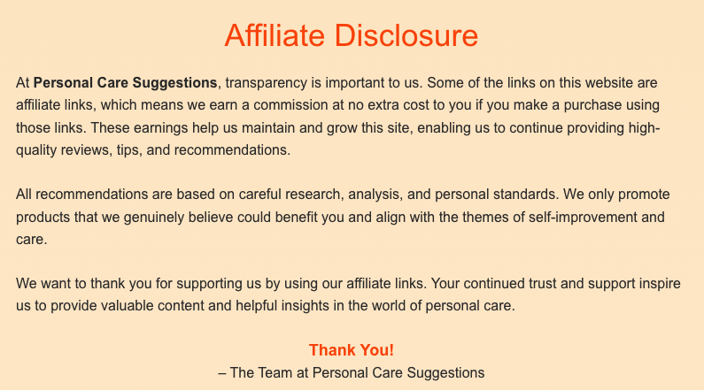 Image of an affiliate disclosure