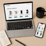 Content creator using Benable to build a gift guide on laptop and phone